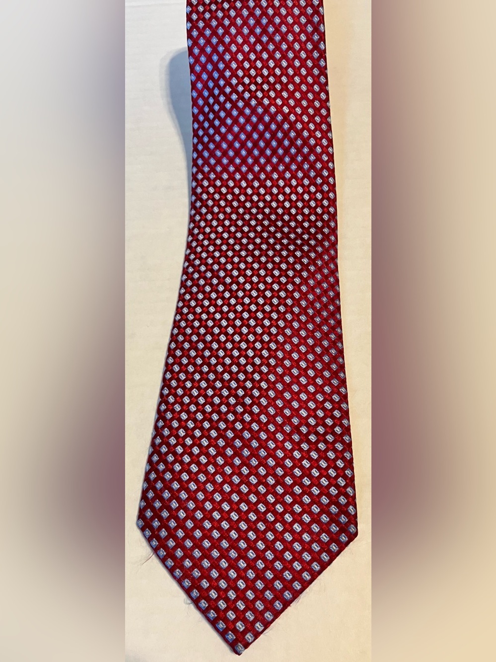 Long Tie Store Red Silk Geometric Pattern Men's Tie